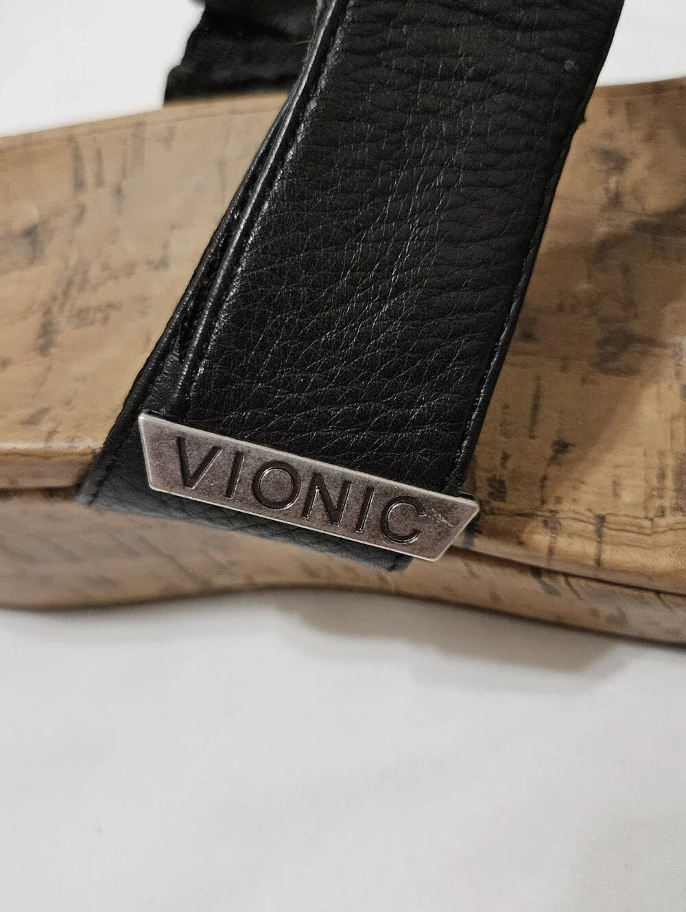 VIONIC Pepper Platform Wedge Sandals- Wide Strap/Black/Open Toe - Womens Sz 10